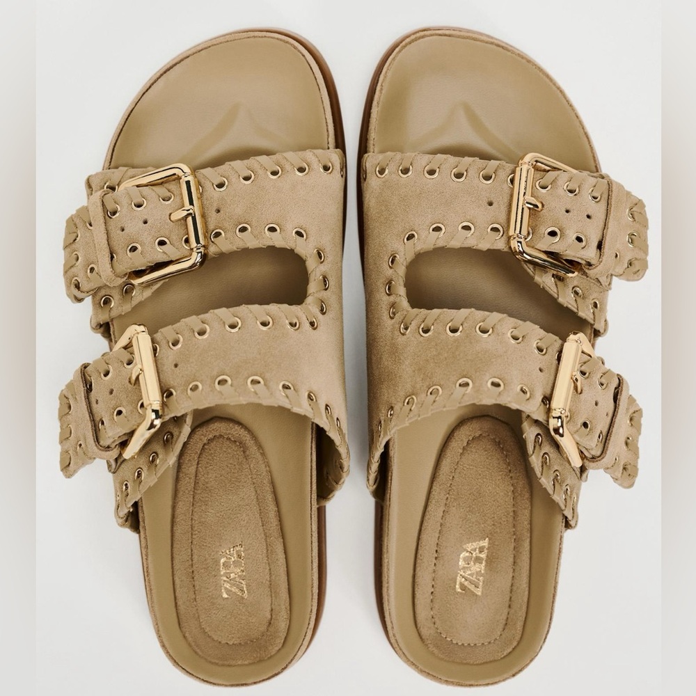Suede beige sandal Zara
